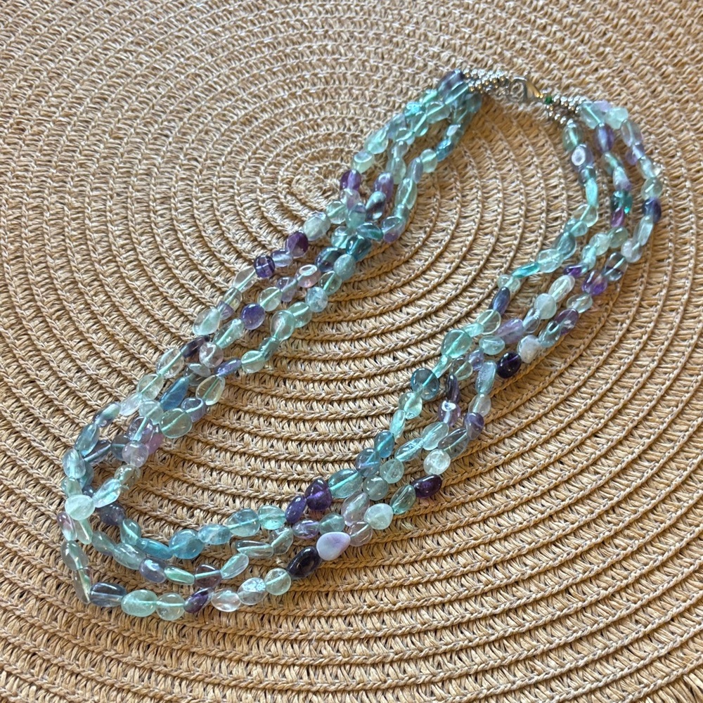 Elegant Amethyst and Fluorite Beaded Necklace